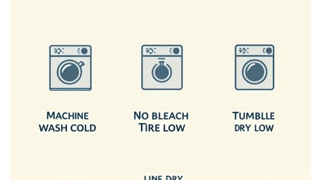 Illustration of towel care symbols: wash cold, no bleach, tumble dry low